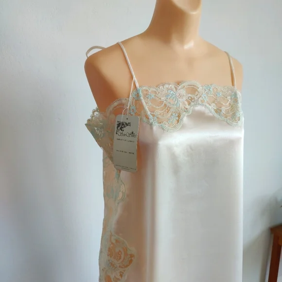 NWT Vintage Silk Maxi Dress | Satin Silk Lingerie Nightgown- White - Picture 2 of 7